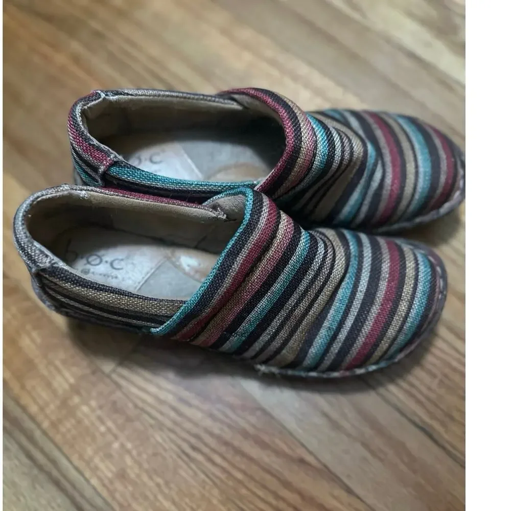 b.o.c. Nadiyya Multicolor Boho Striped Canvas Clogs Size 8M